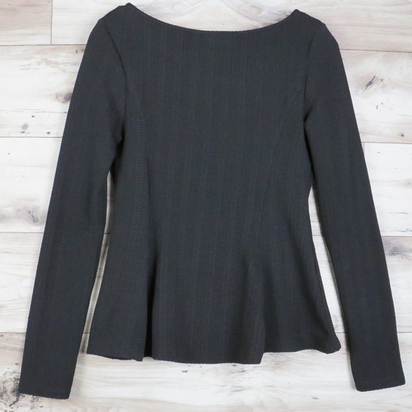 Divided*Women's Long Sleeve Crew Neck Wavy Curved Hem Sweater~Size Large (Black) - Picture 6 of 12